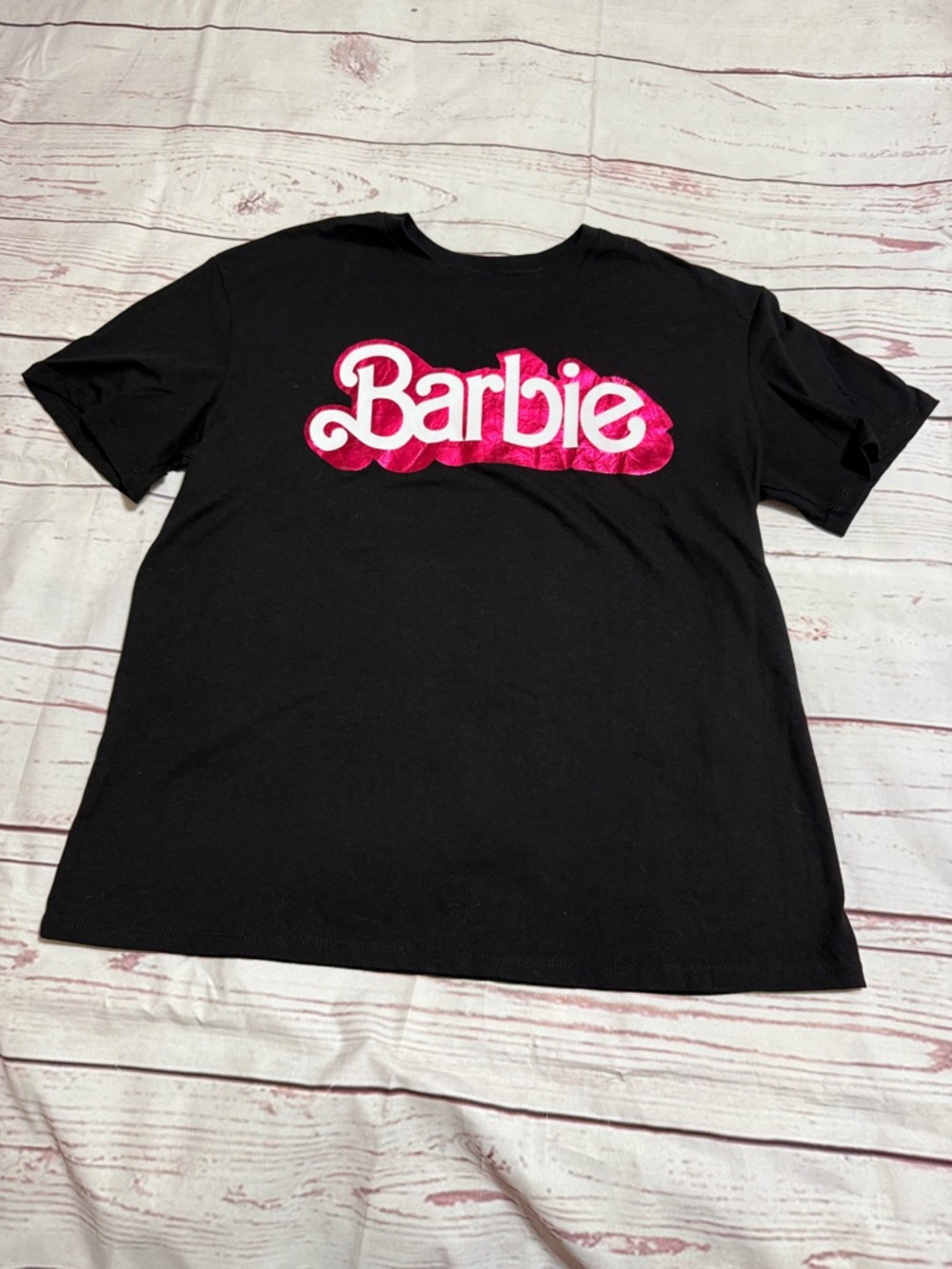 Mattel Black Tee with Pink Barbie Logo